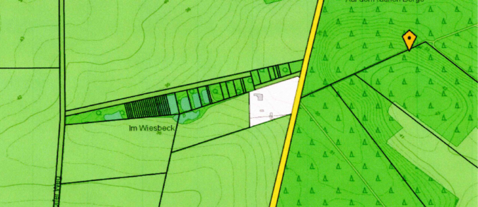 Wiesbeck mit einzelnen Grundstücksparzellen die unterschiedlichen Flachsbauern gehörten.