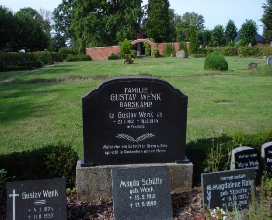 Einzelgrab des Gustav Wenk, Gefallen am 18.12.1944 in Russland