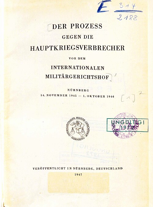 Deutsche Fassung, Band 1 1947, mit Anklageschrift, Urteil und Strafausspruch Dokumentenband 42, 1949