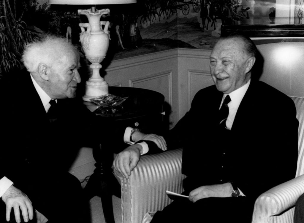 Bundesregierung/Benno Wundshammer/B124-Bild00009354 Treffen von Bundeskanzler Konrad Adenauer und dem israelischen Premierminister David Ben-Gurion am. 14. März 1960.