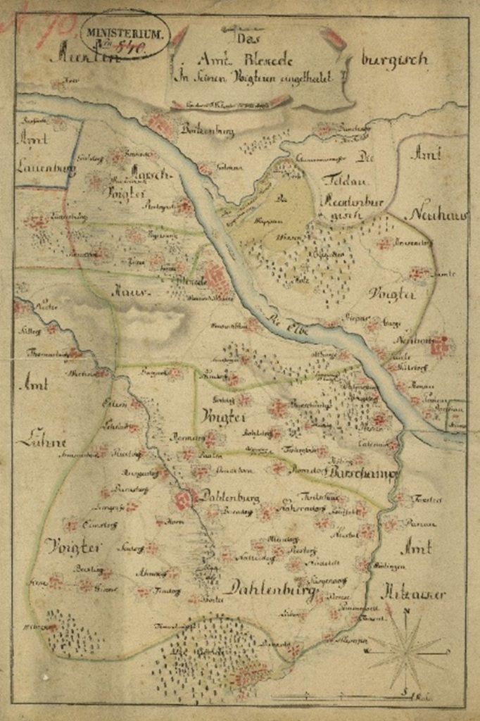 Historische Karte mit dem Gebiet der Vogtei