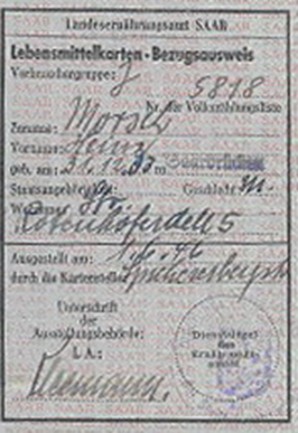 Bezugsausweis für Lebensmittelkarten