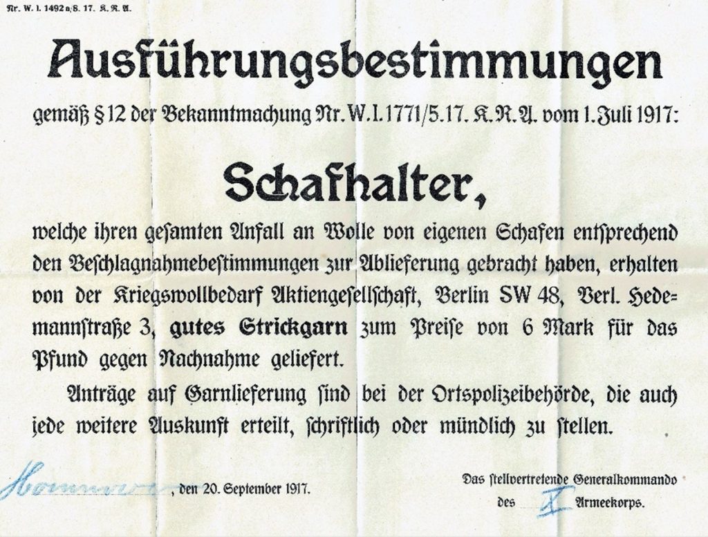 Stadtarchiv Bleckede, Wolle konnte von Schafhaltern beschlagnahmt werden