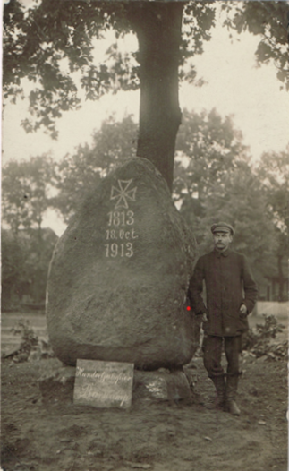 Denkmal zum Befreiungskrieg. Die Völkerschlacht bei Leipzig, vom 16. bis 19. Oktober 1813 war die entscheidende Schlacht der Befreiungskriege, ihrer wird mit diesem Denkmal gedacht.