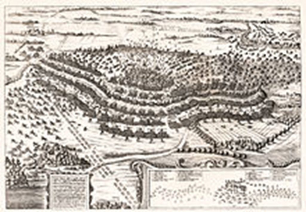 Zeitgenössische Darstellung der zweiten Schlacht bei Breitenfeld 1642