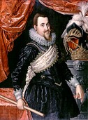 Christian IV. von Dänemark und Norwegen, Gemälde von Pieter Isaacsz, 1611–1616.