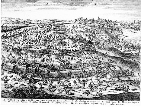 Zeitgenössische Darstellung, Einnahme der Burg Karlstein