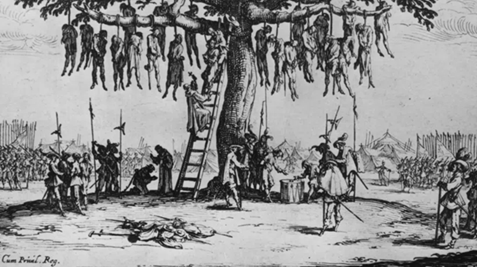 Bildessay: „Der Galgenbaum“, aus dem 18-teiligen Radierzyklus „Die großen Schrecken des Krieges“ (Les Grandes Misères de la Guerre (1632)). Die Radierung stammt aus einer Serie des lothringischen Zeichners und Kupferstechers Jacques Callot (1592–1635)