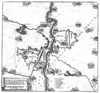 Die Stellungen der Schweden und Kaiserlichen 1644 bei Bernburg, dargestellt im Theatrum Europaeum