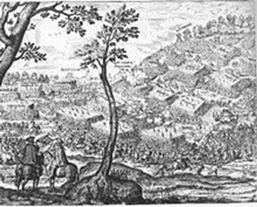 Zeitgenössische Darstellung der Schlacht bei Wittstock 4.Oktober 1636
