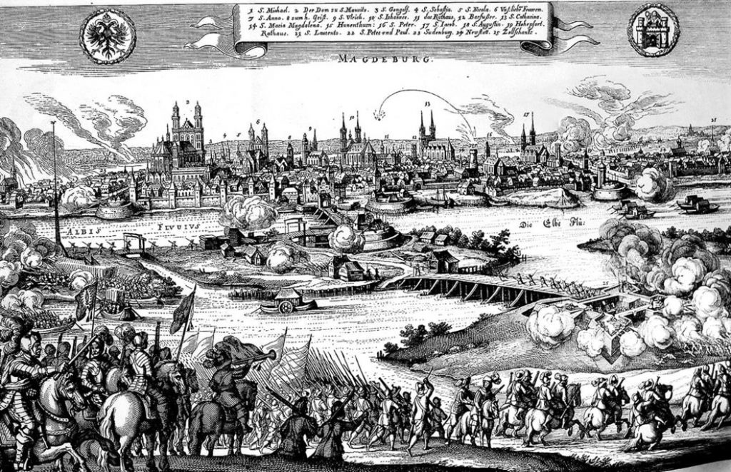 Zeitgenössische Darstellung der Schlacht um Magdeburg