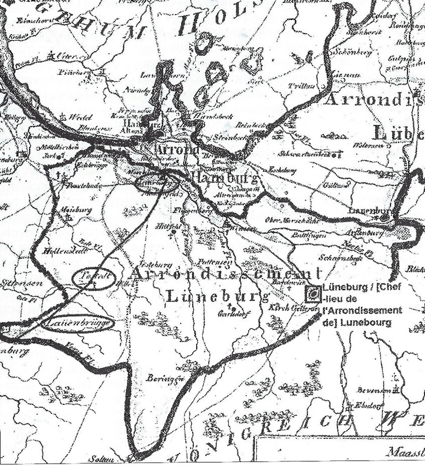 Karte des Arrondissement Lüneburg