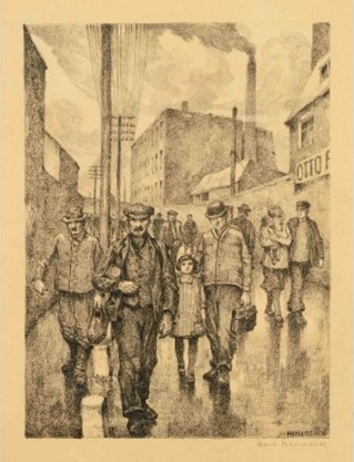 Hans Baluschek,'Fabrikschluss'', 1926,Lithographie