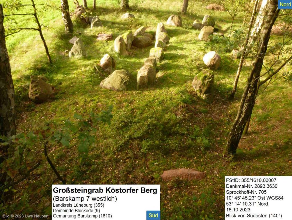 Großsteingrab Köstorfer Berg (Barskamp 7 westlich) nach Denkmalpflege, Blick von Südosten, Bild von Uwe Neupert