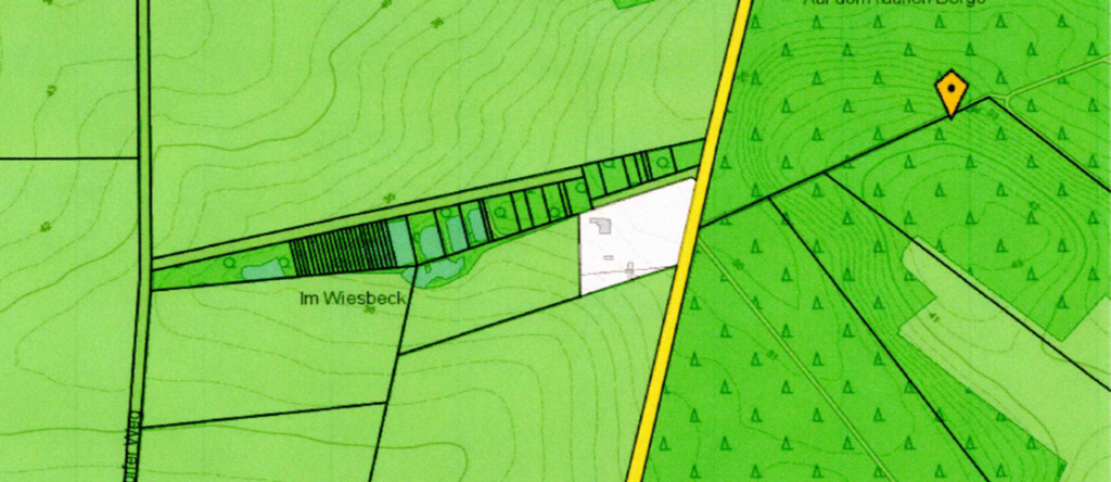 Wiesbeck mit einzelnen Grundstücksparzellen die unterschiedlichen Flachsbauern gehörten.