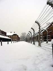 Starkstrom-Stacheldraht im KZ Auschwitz